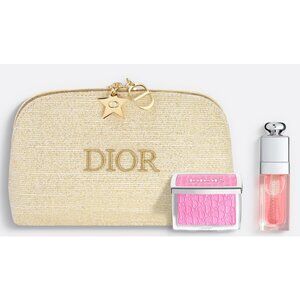 NWT Dior Pink Glow Ritual Lip Glow Oil Rosy Glow Blush Holiday Cosmetic bag set